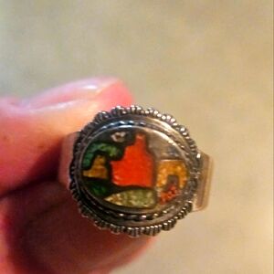 CAROLYN POLLAK BEAUTIFUL STERLING & INLAID RING